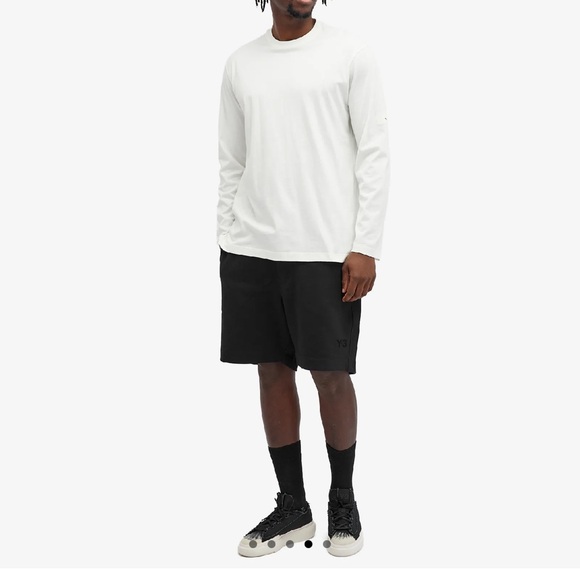 NWT Y-3 Yohji Yamamoto Cotton Blend Logo Drawstring Short - Picture 1 of 16